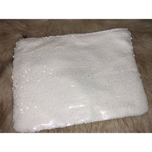 White Sequin Clutch/Makeup bag